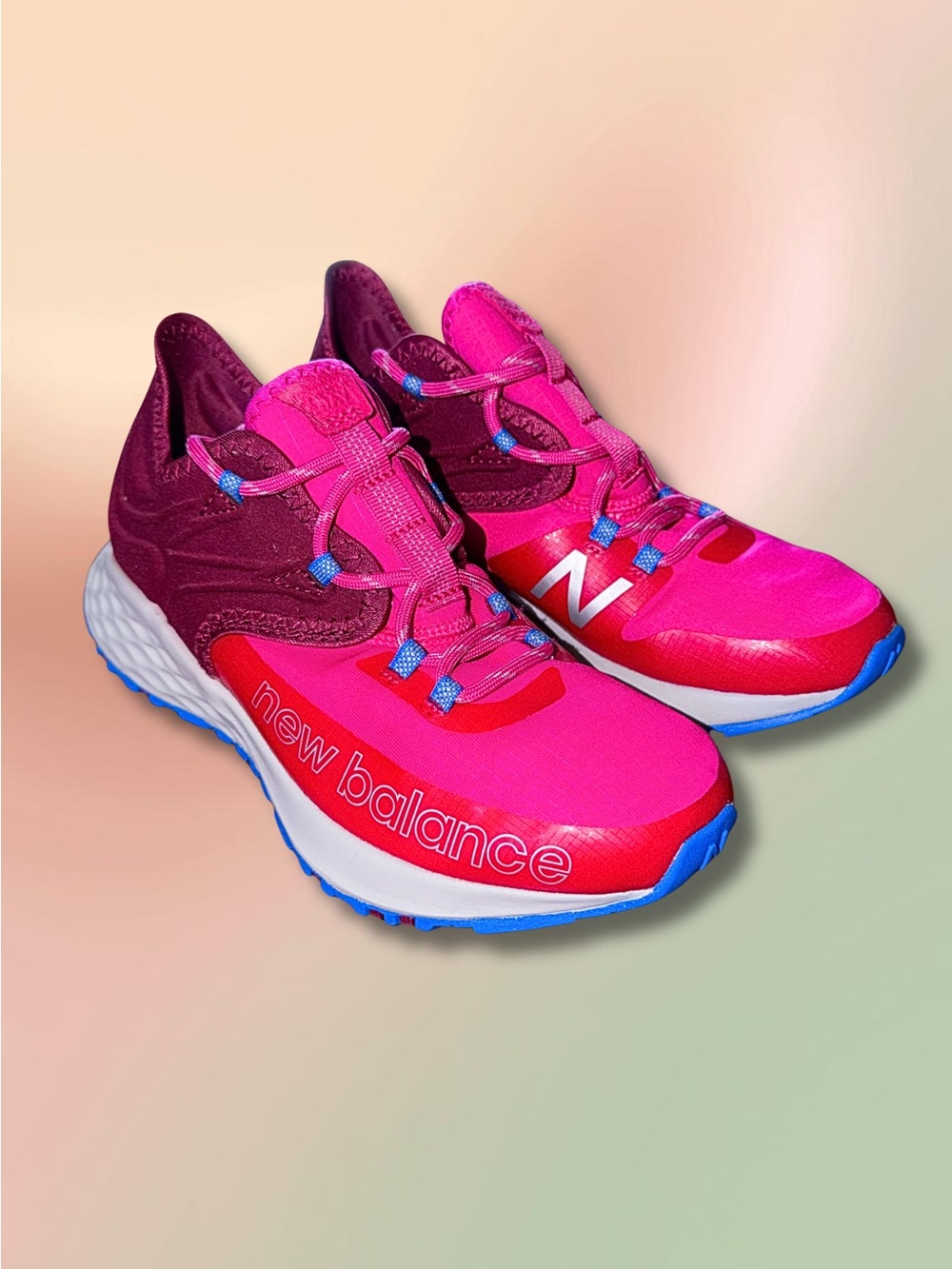New Balance Fresh Foam Roav Kids 2.5Y Pink Red Blue Running Shoes WROAVPC